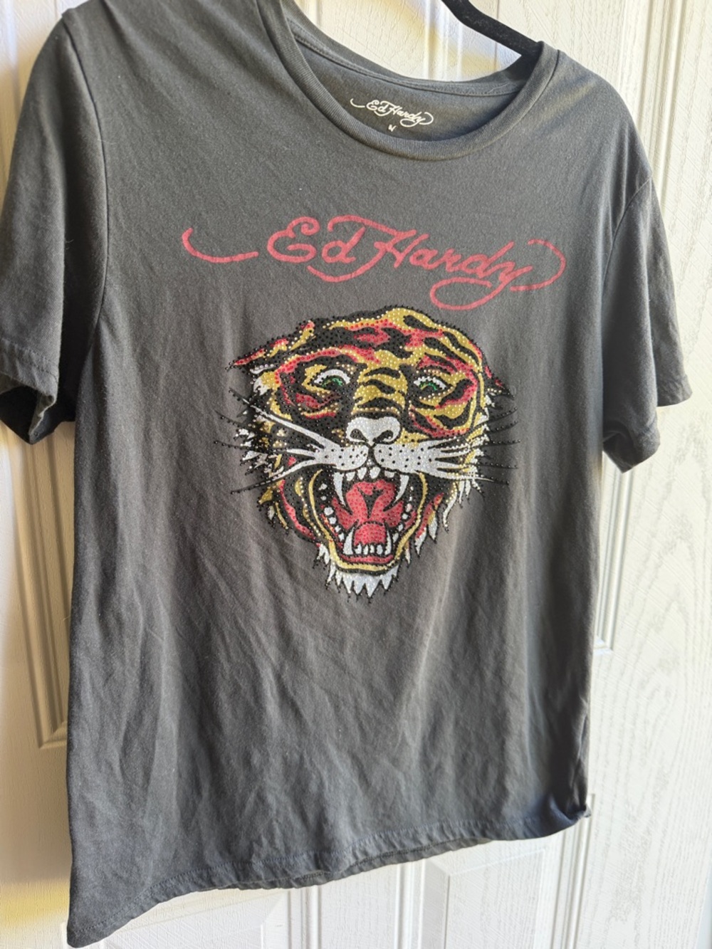 Ed Hardy Tee with Multicolor Y2K Crystal Tiger Graphic Size M - Picture 3 of 4